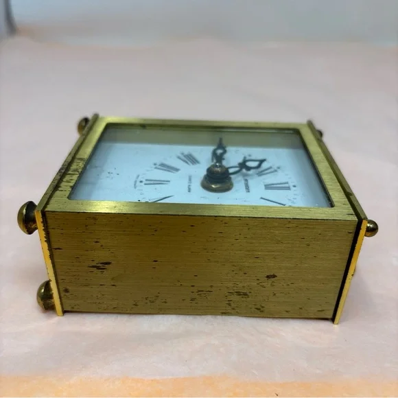 Quartz Alarm Carriage Clock in Brass Finish non working prop from west Germany - Picture 3 of 16